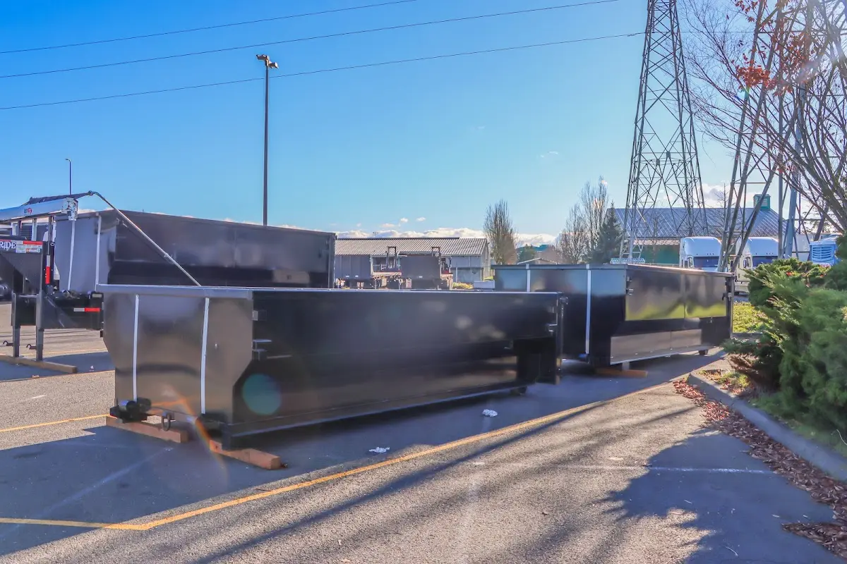 Roll-off dumpster ready for waste disposal at job site for Residential Dumpster Rental in Lake Grove